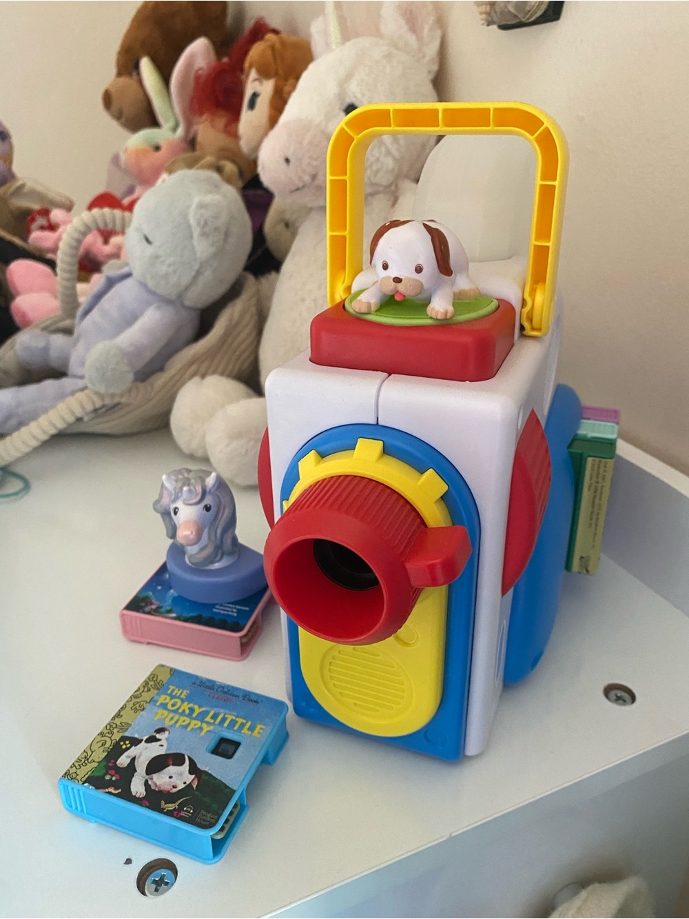Kids Story Projector Camera Toy in Red, Yellow, Blue & White